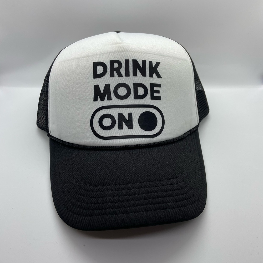 Drink mode on funny foam front trucker hat